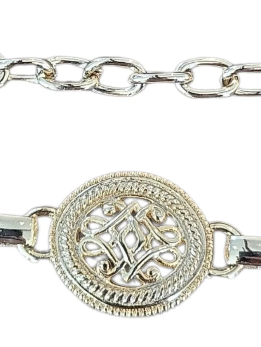 Metal Waist Chain Belt Size Medium/Large Vintage Gold Oval and Round Links